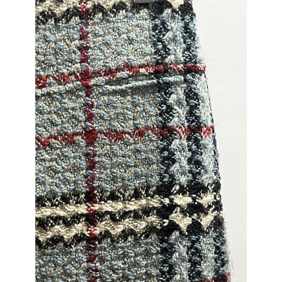 Burberry London Designer Blue Red Plaid Print Check Wool Mini Skirt Sz 4 Sm - Picture 5 of 15